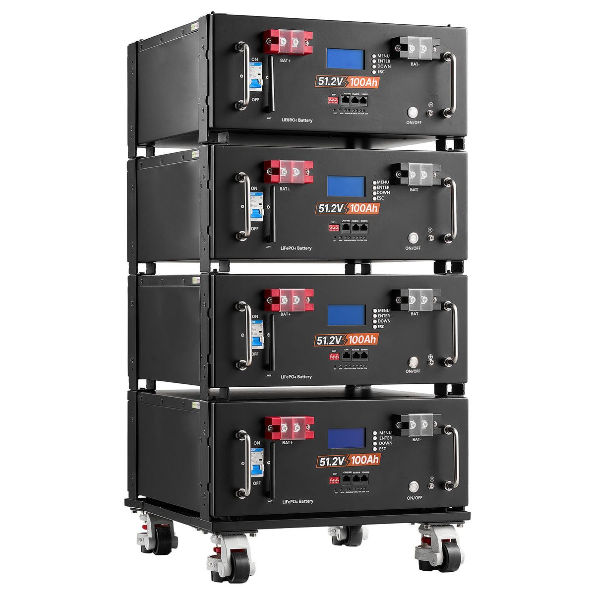 48V 100Ah LiFePO4 Lithium Battery, Built-in 100A BMS, 51.2V Server