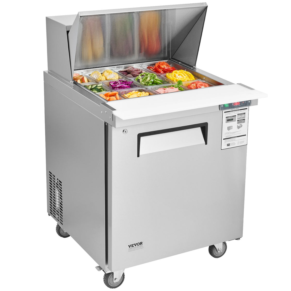 Commercial Refrigerator 28' Sandwich Salad Prep Table 1 Door With 12