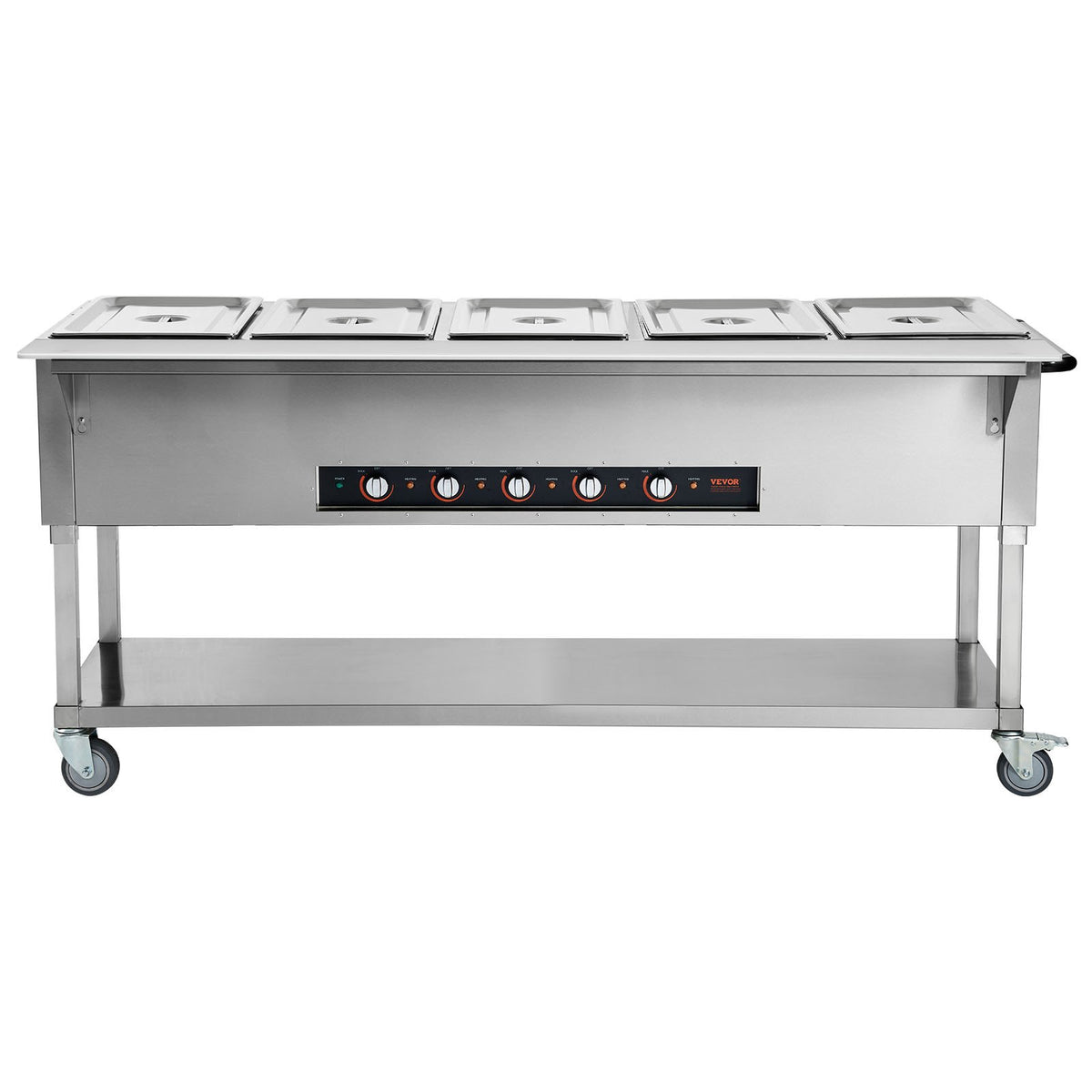 5-Pan Commercial Food Warmer, 5 X 20.6QT Electric Steam Table, 3750W