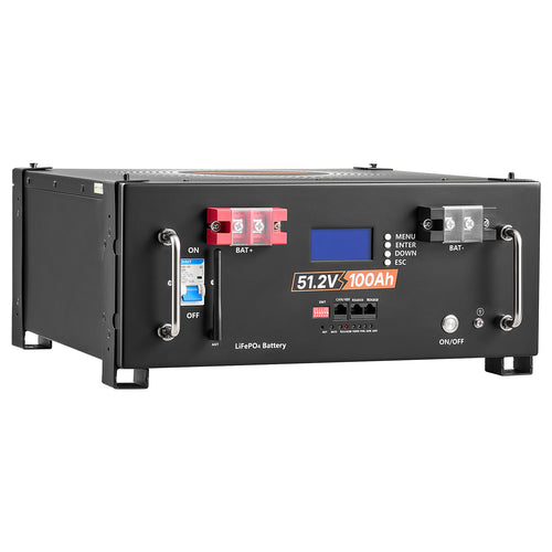 48V 100Ah LiFePO4 Lithium Battery, Built-in 100A BMS, 51.2V Server