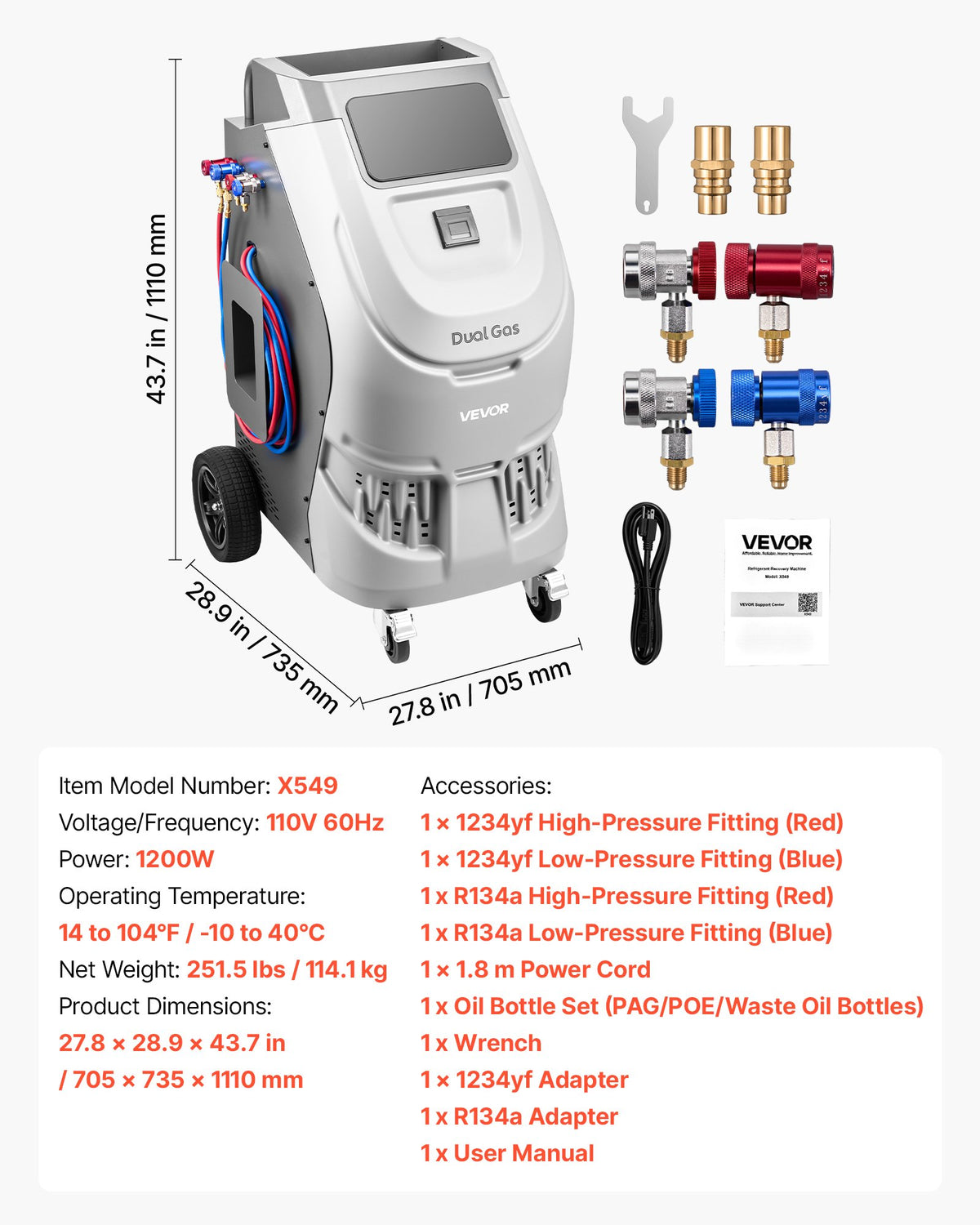 Fully Automatic Refrigerant Recovery Machine For R134a & 1234fy